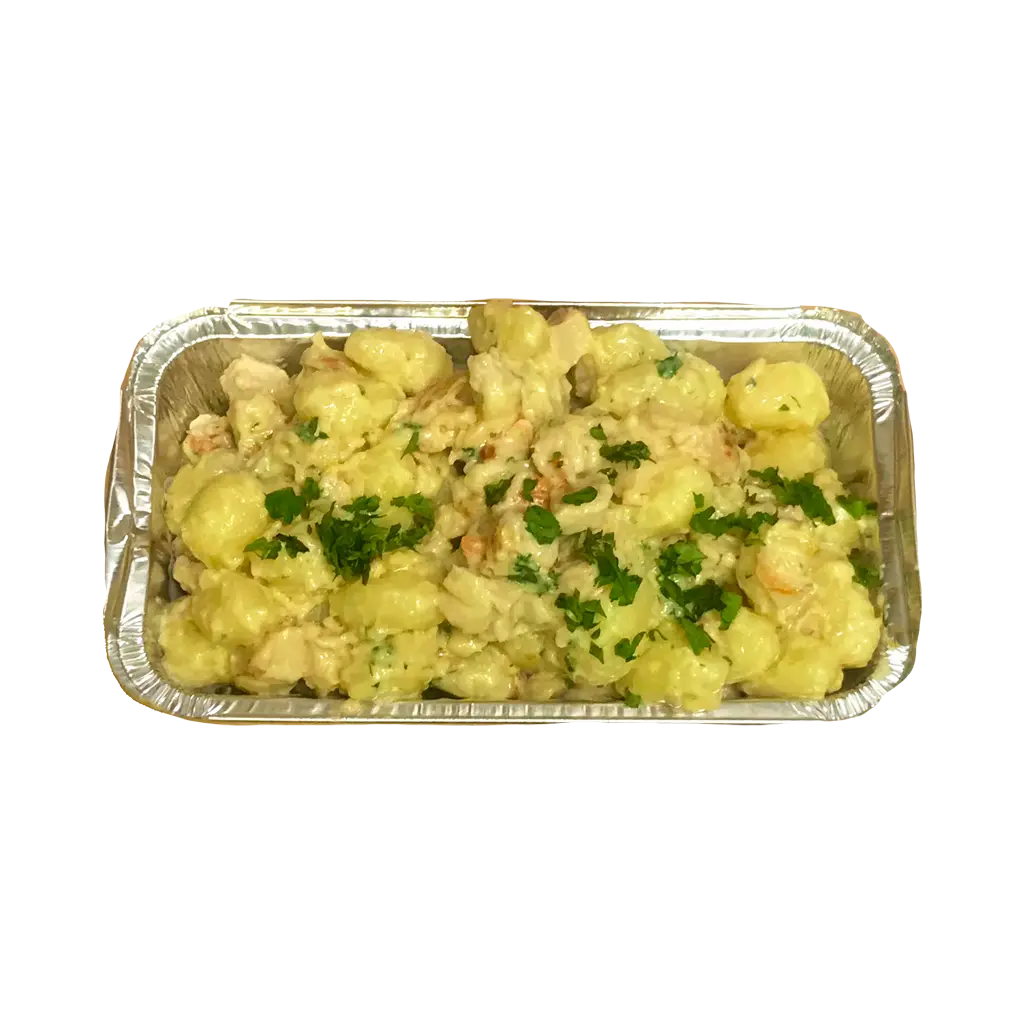 GNOCCHI SÝROVÉ - Gnocchi Sýrové — Gnocchi, sýrová omáčka (3 druhy sýrů) a kuřecí maso. Krémové a syté, přímo k vám domů. Objednej online!