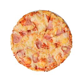 PIZZA 07 HAWAII - Pizza HAWAII — tomato, sýr, šunka a ananas. Šťavnatá, čerstvá, přímo k vám domů. Objednej online!