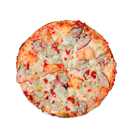 PIZZA 20 MALPASO - Pizza MALPASO — tomato, sýr, salám, slanina, feferony a niva. Šťavnatá, čerstvá, přímo k vám domů. Objednej online!