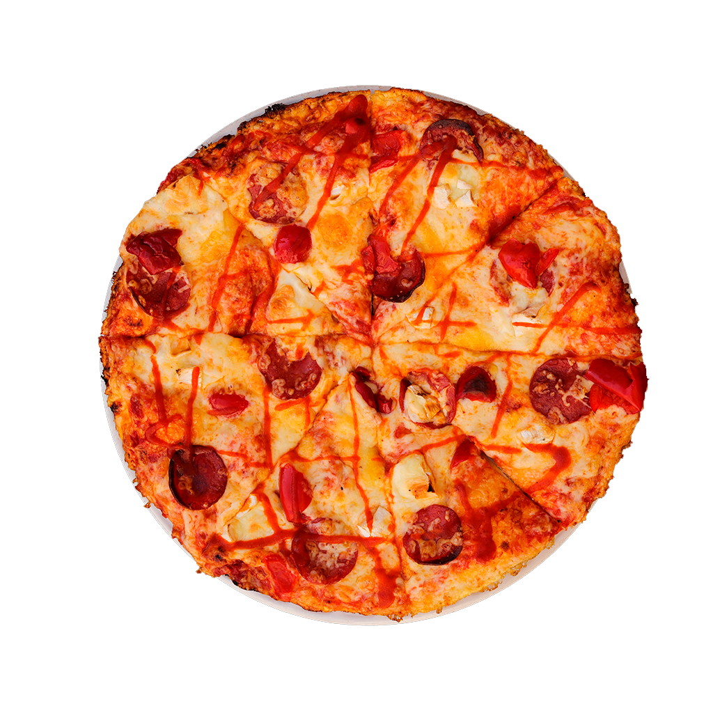 PIZZA 40 DEMONE - Pizza DEMONE — tomato, sýr, sýr s bílou plísní a paprikový salám. Šťavnatá, čerstvá, přímo k vám domů. Objednej online!