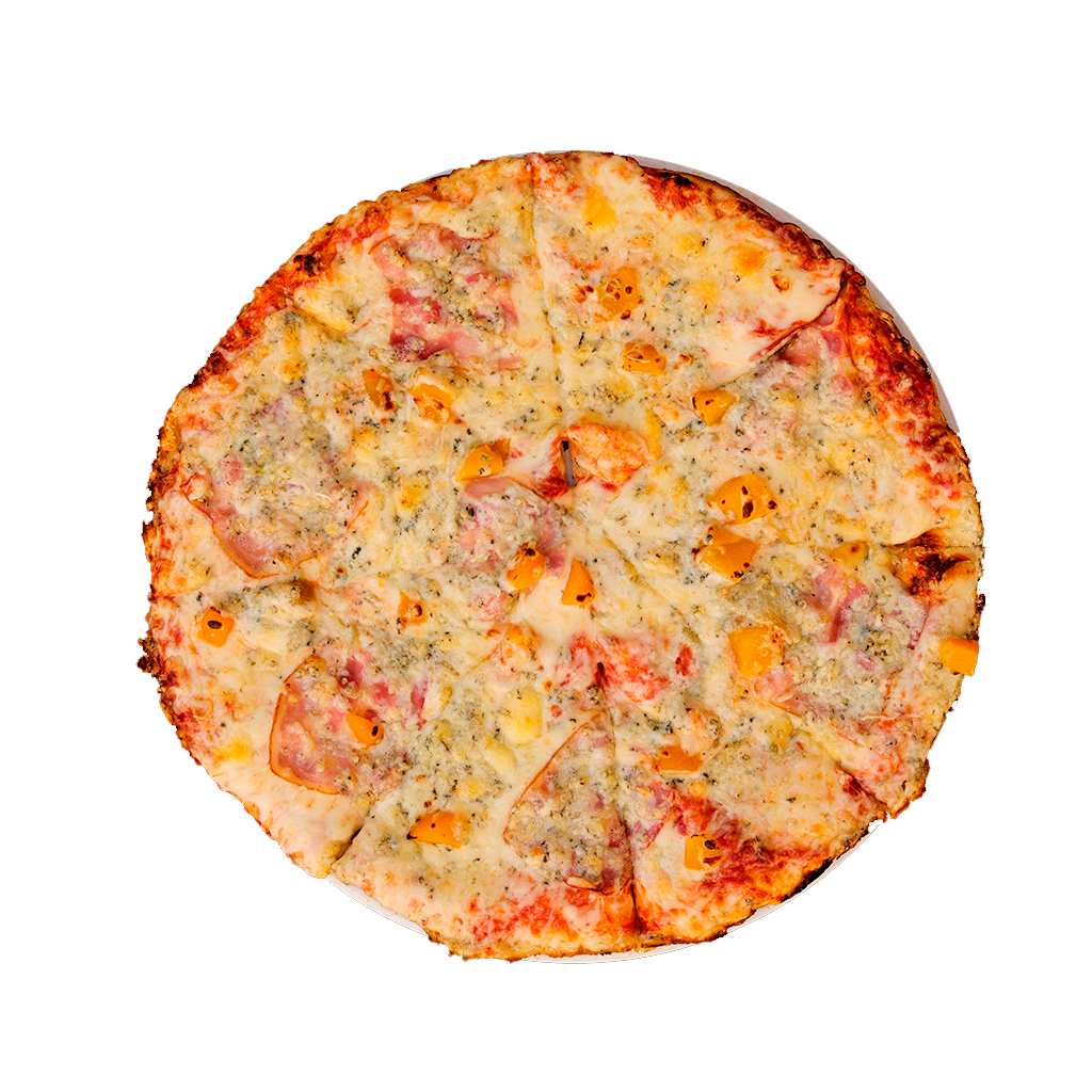 PIZZA 44 SICILIANA - Pizza SICILIANA — tomato, sýr, slanina, broskev a niva. Šťavnatá, čerstvá, přímo k vám domů. Objednej online!