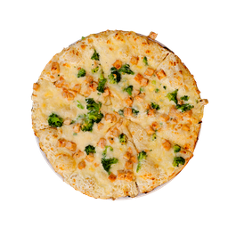 PIZZA 52 POLLO E BROCCOLI - Pizza POLLO E BROCCOLI — Sýrový základ (smetana, niva) a sýr. Šťavnatá, čerstvá, přímo k vám domů. Objednej online!