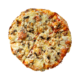 PIZZA 54 POLLO E FUNGHI - Pizza POLLO E FUNGHI — tomato, sýr, kuřecí maso a žampiony. Šťavnatá, čerstvá, přímo k vám domů. Objednej online!
