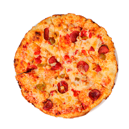PIZZA 56 POLLO E PICCANTE - Pizza POLLO E PICCANTE — tomato, sýr a paprikový salám. Šťavnatá, čerstvá, přímo k vám domů. Objednej online!