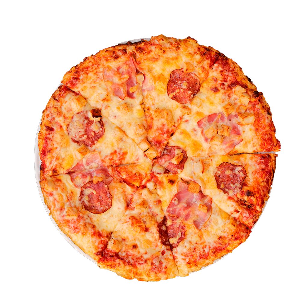 PIZZA 57 POLLO E SALSICCIA - Pizza POLLO E SALSICCIA — tomato, sýr, salám a slanina. Šťavnatá, čerstvá, přímo k vám domů. Objednej online!